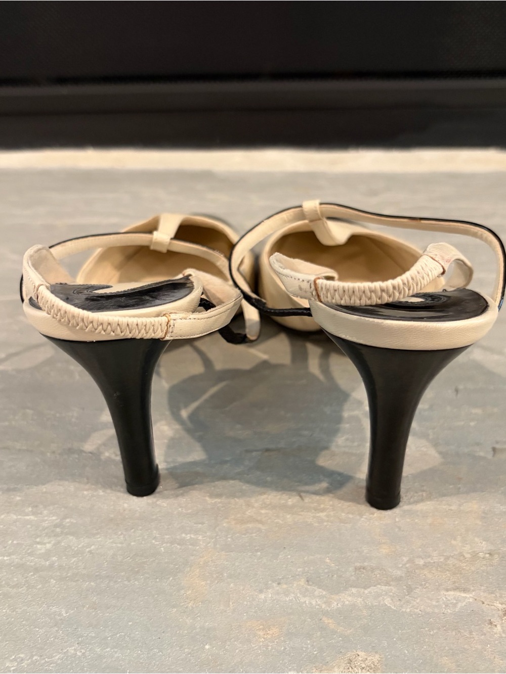 Salvatore Ferragamo Vintage Two-Tone T-Strap Slingback Heels - Picture 4 of 7